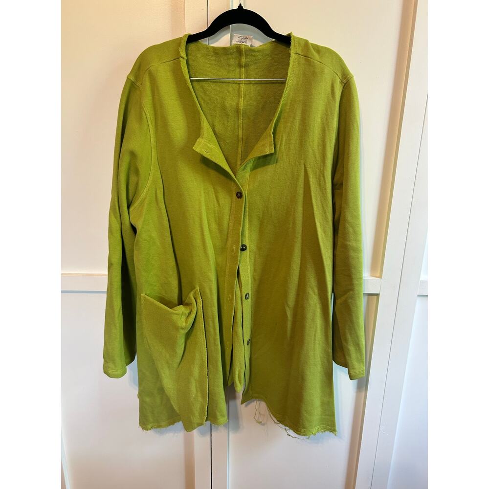 C.M.C by Color Me Cotton Green Raw Edge Cardigan XXL